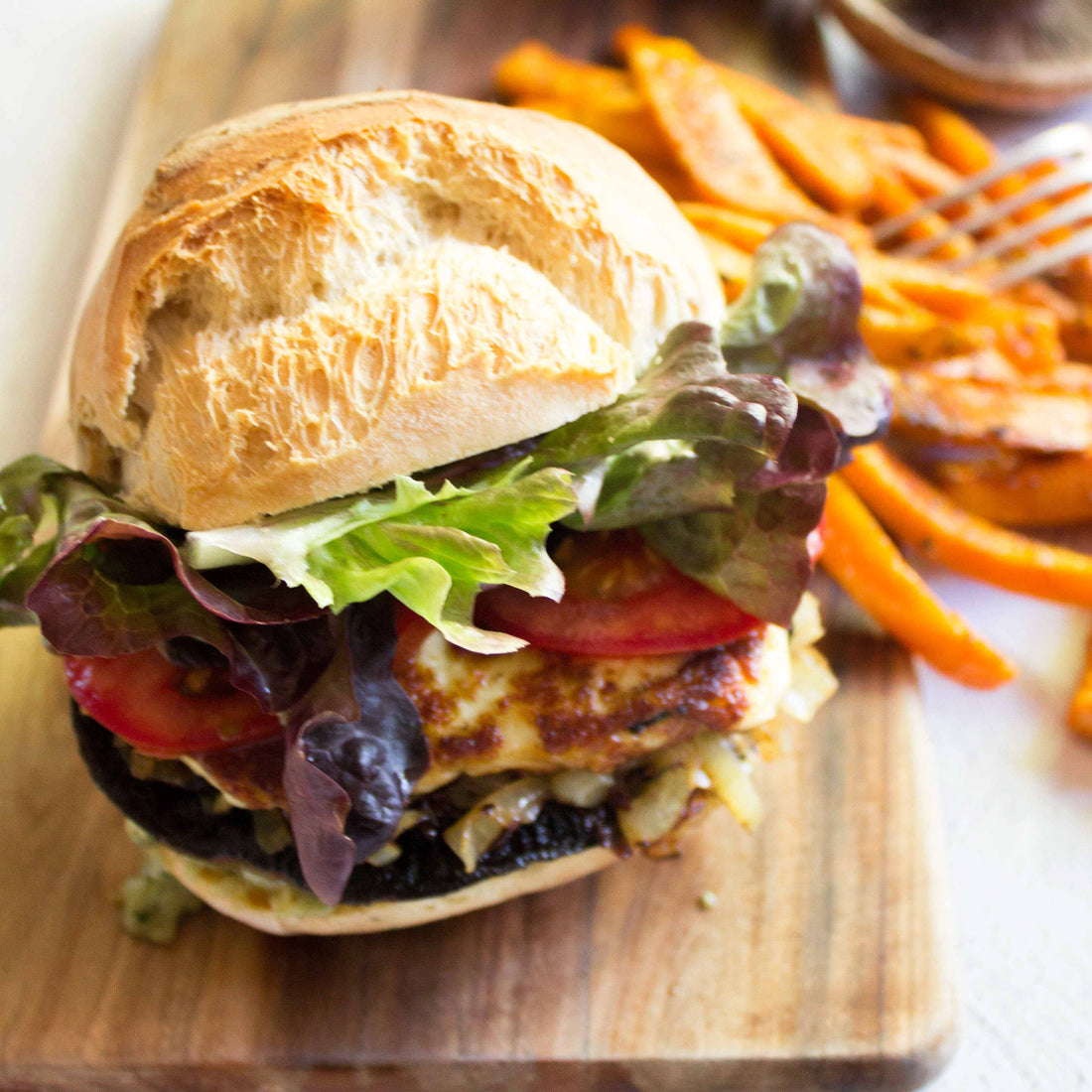 Mushroom and Haloumi Burger