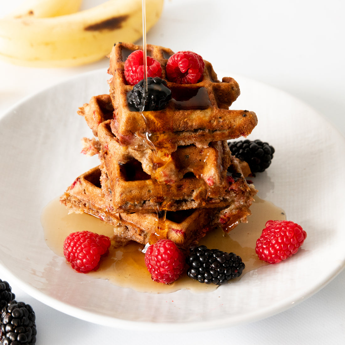 Banana & Raspberry Waffles