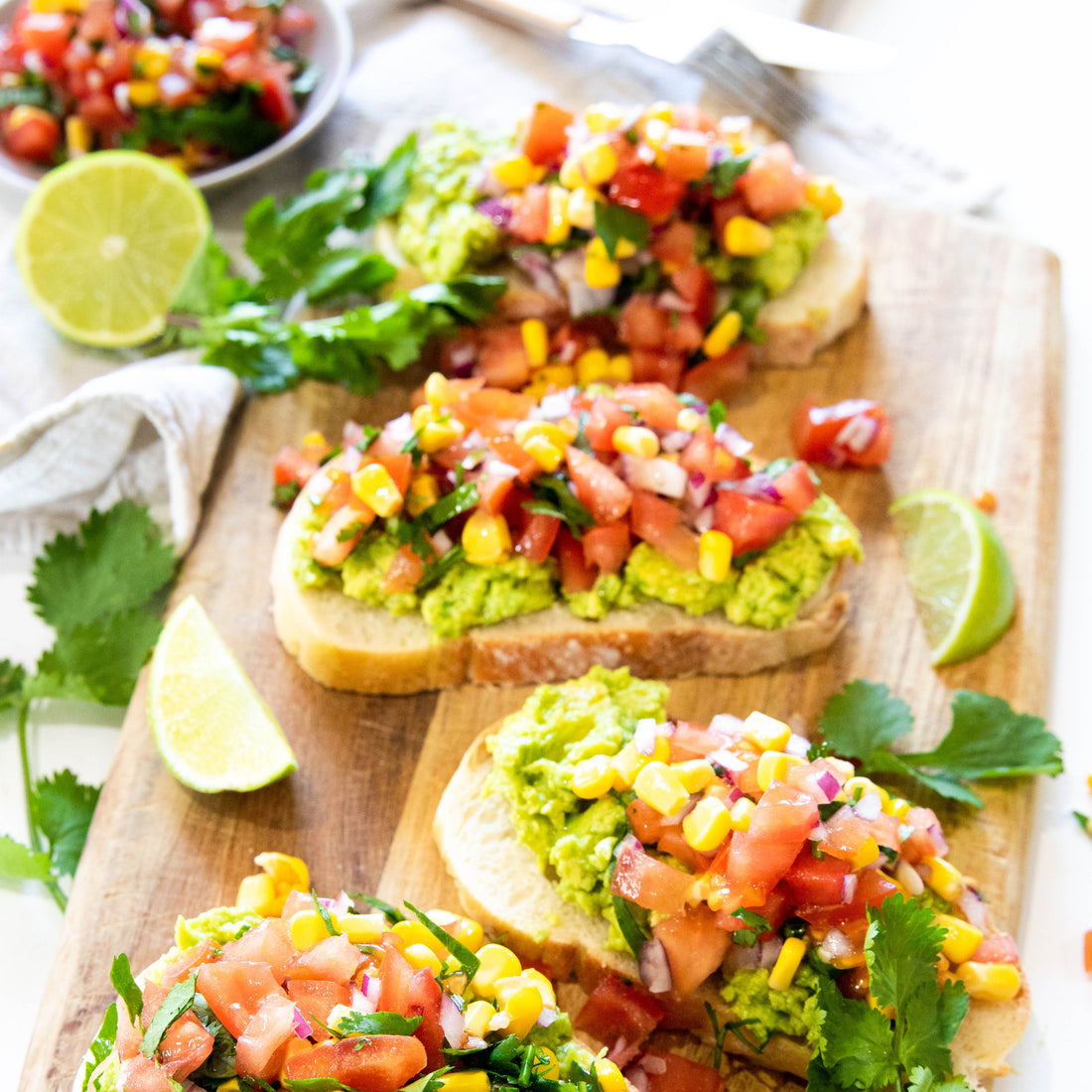 Avocado on toast with Tomato and Corn Salsa