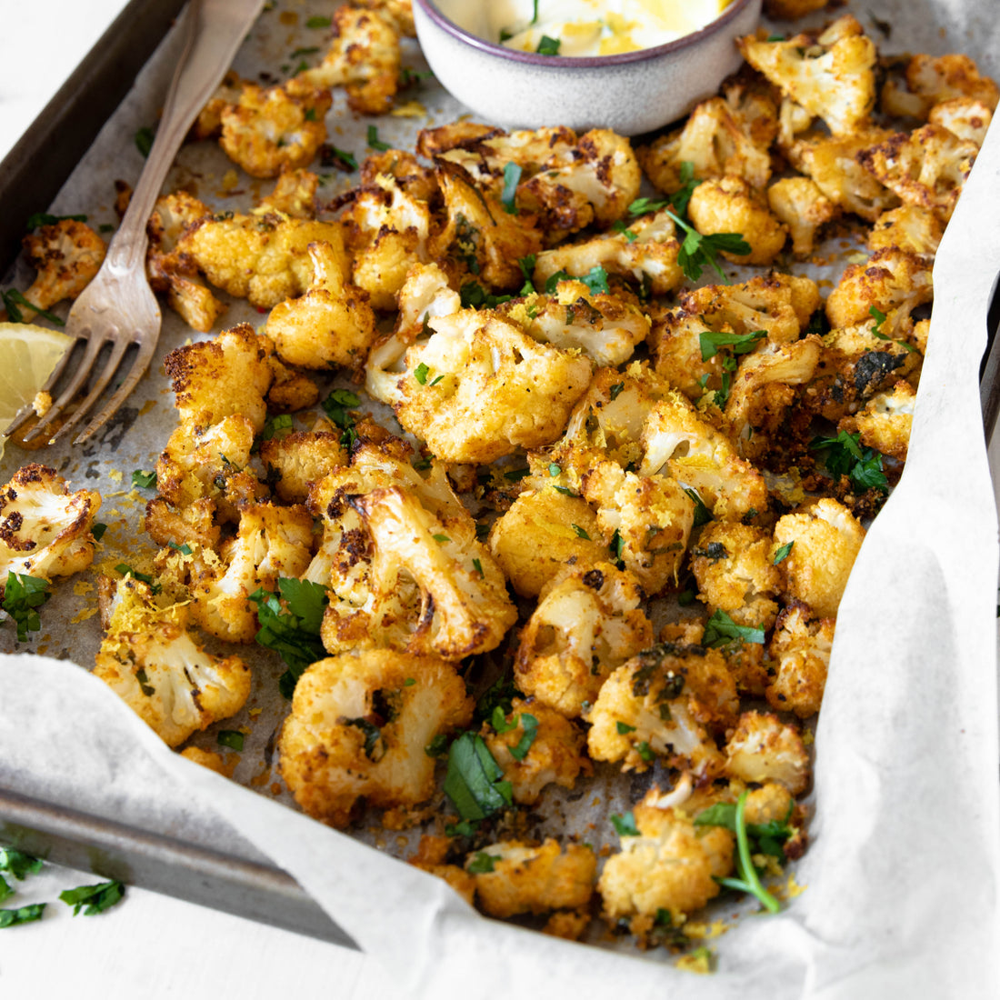 Crispy Roasted Cauliflower with Garlic Aioli