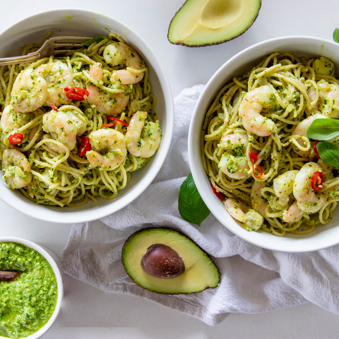 Avocado Pesto & Prawn Pasta