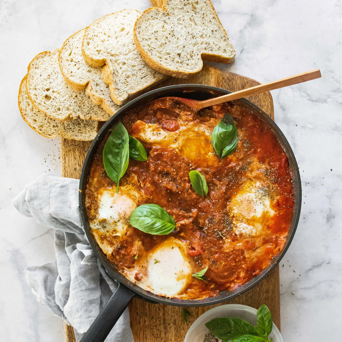 Black Bean Shakshuka With Spelt and Chia Dippers