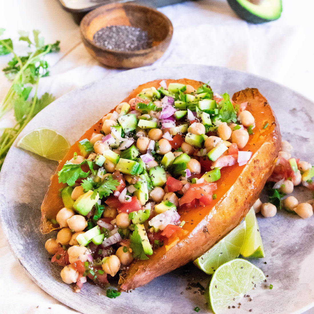 Stuffed sweet potato with Chia