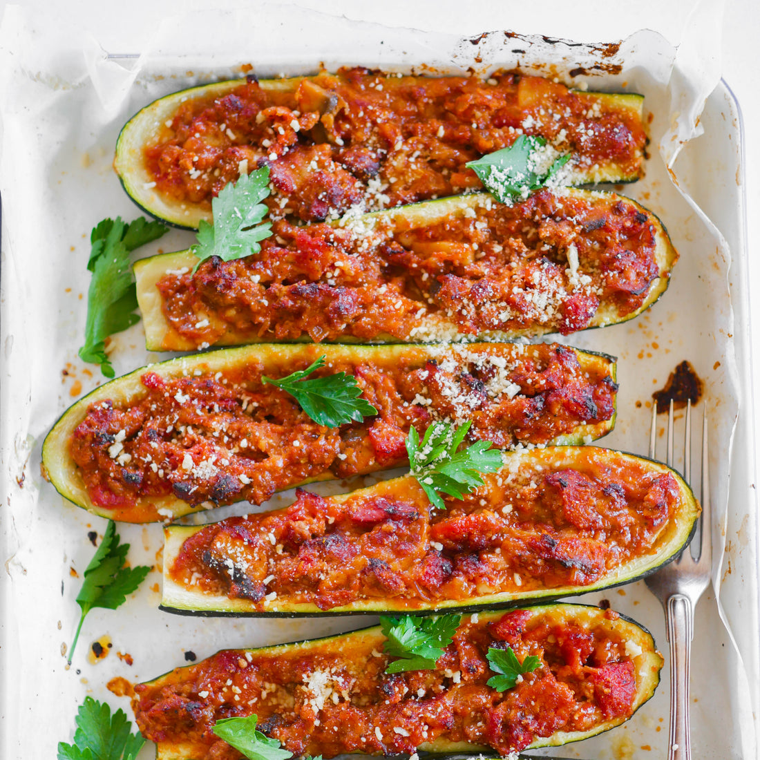 Zucchini Bolognese Boats